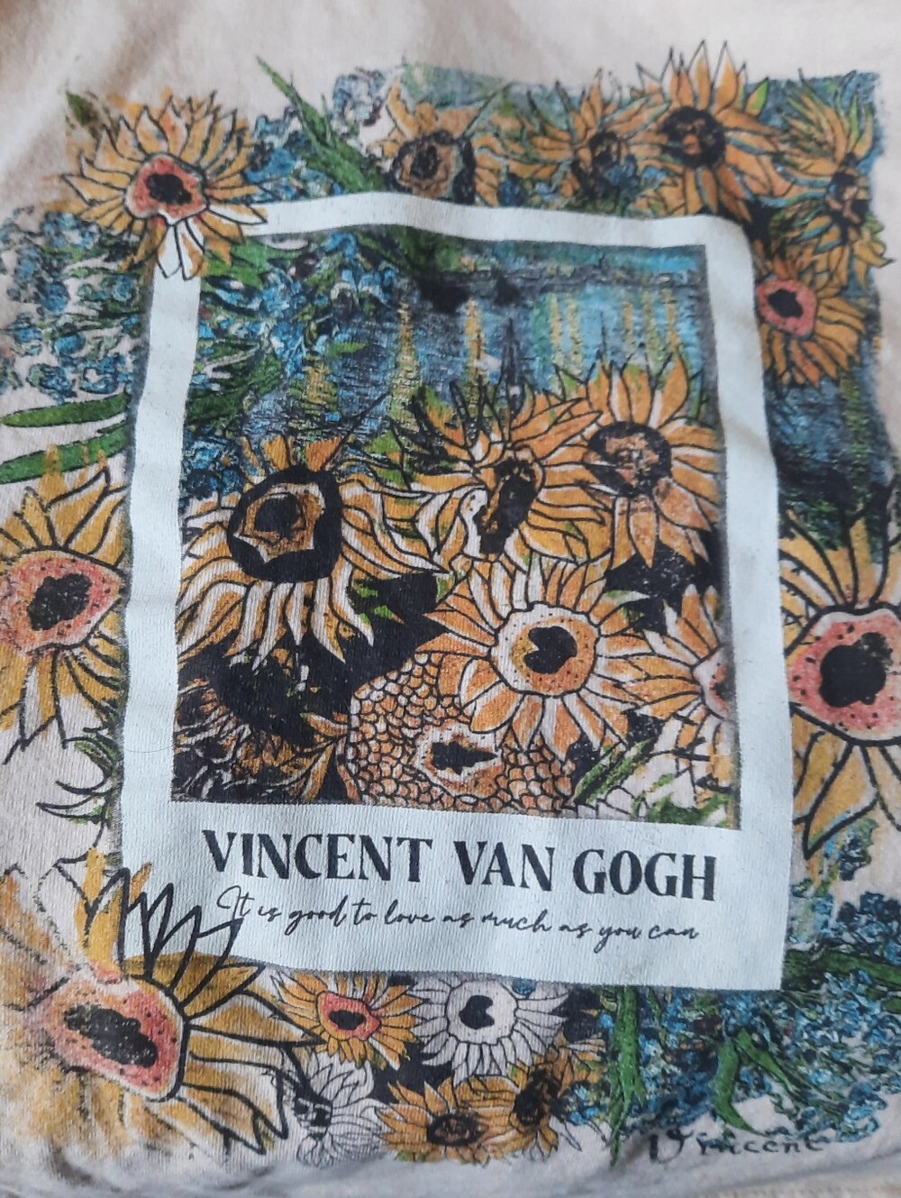 Vincent Van Gogh Cropped Tee Sm Trust The Universe 100% Cotton Sunflowers